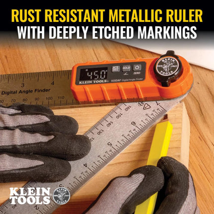 Klein Tools 935DAF Buscador de ángulo digital, medidas de precisión, cálculo de ángulo de ingleteadora y diseño portátil