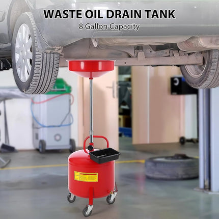 Vidangeur et extracteur d'huile par aspiration de 30 litres, vidangeur pneumatique, vidangeur à air pour changement d'huile, conteneur de vidange d'huile portable, réservoir de vidange d'huile avec entonnoir réglable