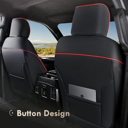 Funda de piel Coverado para asiento de coche, ajuste personalizado para fundas de asiento de Ford F150, fundas de asiento de camión Ford F150 impermeables para F150 2015-2025 y F250 F350 F450 Redline 2017-2025 - Par delantero