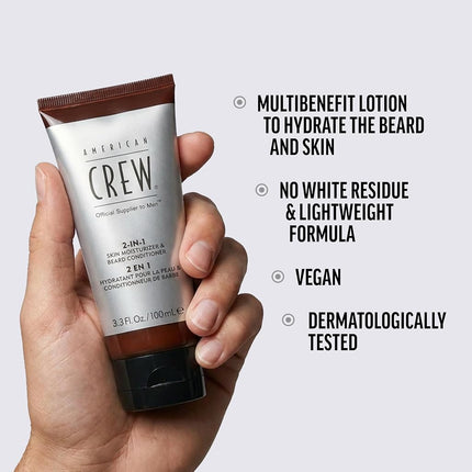 American Crew 2-In-1 Skin Moisturizer and Beard Conditioner for Men 3.3 oz Conditioner, 100 ml