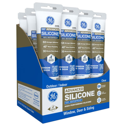 GE Advanced Silicone Caulk for Window & Door, Clea