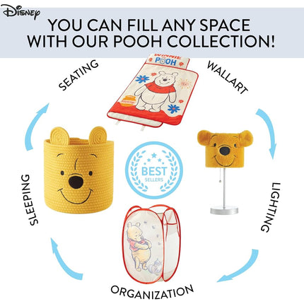 Disney Winnie the Pooh Pop Up Hamper with Durable Carry Handles for Laundry, Nursery, Storage, 21'' H x 13.5'' W X 13.5'' L