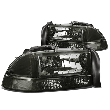 DNA MOTORING Par de faros delanteros compatibles con Dodge Dakota 97-04 / Durango 98-03, lado del conductor y del pasajero, negro/transparente, HL-OH-DD974P-BK-CL1