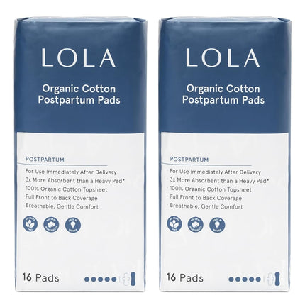 LOLA Organic Cotton Postpartum Pads - Max Absorben