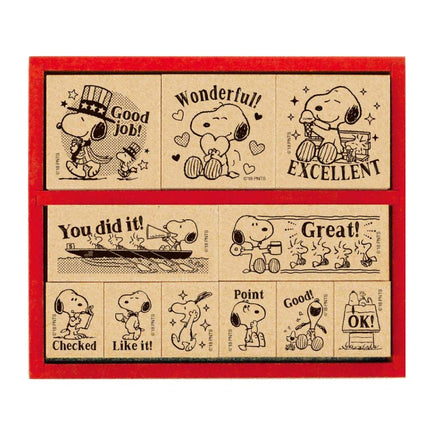 Beverly Snoopy Stamp Hanko Wooden Reward Stamp Set