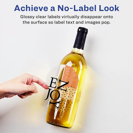 Avery Glossy Clear Arched Labels with Sure Feed, 4.75" x 3.5", 40 Glossy Clear Labels, Print-to-The-Edge, Laser/Inkjet Printable Labels