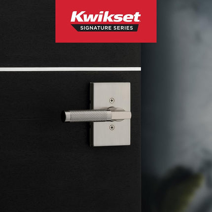Kwikset Prava Dummy Door Handle Knurled Single Sided Lever for Cupboards, French Double Doors and Pantry, Satin Nickel, Reversible Non Turning Interior Lever with Guard