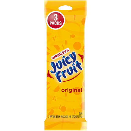 Juicy Fruit Original Chewing Gum, 15 Count,3 Pack