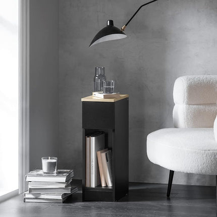 SoBuy Slim Bedside Table 20cm Wide with Drawer & Open Shelf for Bedroom