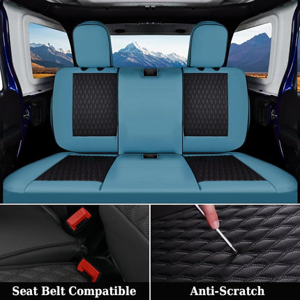 Fundas de asiento Coverado Wrangler JK 4 puertas, fundas de asiento de piel impermeables para Wrangler, accesorios de camioneta, ajuste personalizado para fundas de asiento Wrangler 2008-2012 de cobertura completa (azul)