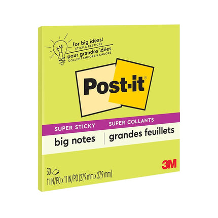 Post-it Super Sticky Big Notes, 11 in x 11 in, Sticky Notes, 30 Sheets Per Pad, 1 Pad (BN11G)
