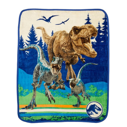 Manta de seda supersuave Jurassic World Dominion Rexy T-Rex de Franco para niños, 101,6 cm x 127 cm (producto con licencia oficial)