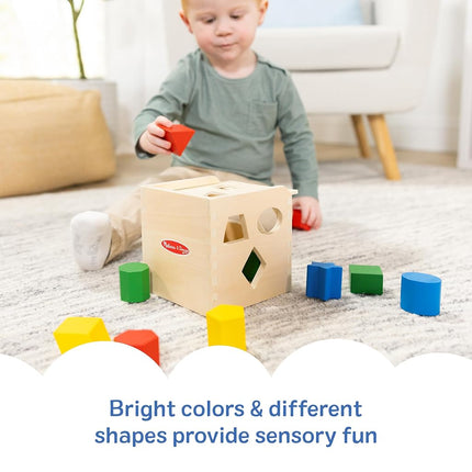 Melissa & Doug Shape Sorting Cube Classic Wooden Kids Toy - The Original (Sturdy Wooden Construction, 12 Pieces, Great Gift for Girls and Boys - Best for 2, 3, and 4 Year Olds)
