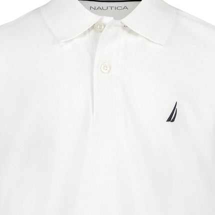 Nautica Short Sleeve Solid Polo Shirt Kids, White, 18-20
