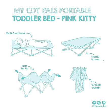Regalo My Cot Pals Small Single Portable Toddler Bed, Cat, Pink