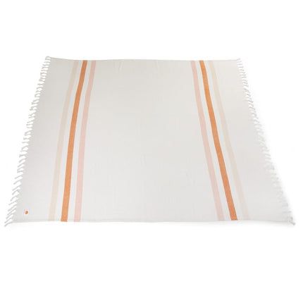 BEACH STATE Couverture de plage Oceanside, 168 x 203 cm, Couverture de pique-nique premium 100 % coton, Serviette de plage surdimensionnée avec franges, Accessoires de plage bohème (Sunset Stripe)