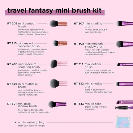 Travel Fantasy Mini Brush Kit by Real Techniques for Women - 11 Pc