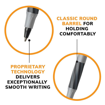 BIC Round Stic Grip Xtra Comfort Ballpoint Pen, Fine Point (0.8mm), Black, 12-Count