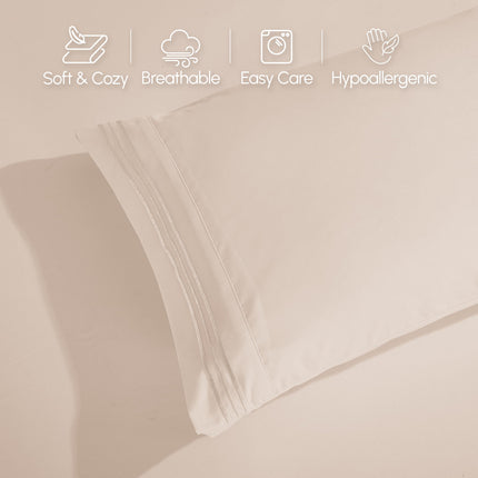 Elegant Comfort Luxurious 1500 Premium Hotel Quality Microfiber 4-Piece Sheet Set, 18-24 Inches Deep - Extra Deep Pocket Sheets - Ultra Soft 4PC Deep Pocket Sheets, King, Cream
