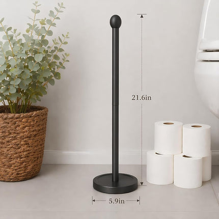 Songtec Toilet Paper Holder Stand, Black Floor Standing Tisse Roll Holder with Reserve for 4 Rolls, Compact Design Bathroom Toilet Paper Storage - Black