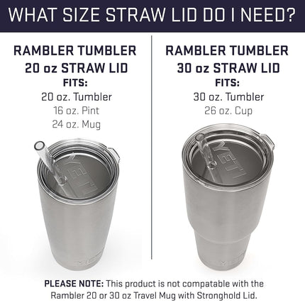 YETI Straw Lid for YETI Rambler 16 oz Pint, 20 oz Tumbler, 24 oz Mug, 25 oz Straw Mug, Shatter-proof and Dishwasher safe