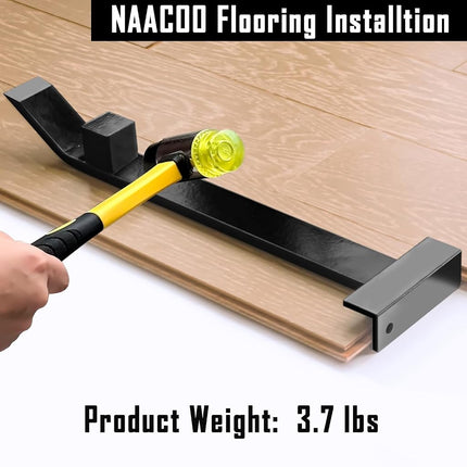 NAACOO Heavy Duty Pull Bar and Pry Bar, Weight 3.7lb | Solid Square Steel Block & Steel Angle Hammering Durable, Fully Felted Bottom - Professional Wood Flooring Laminate Tool.