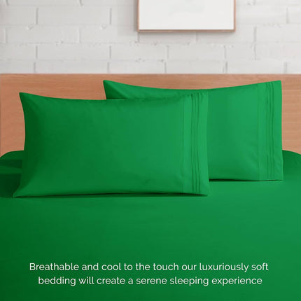 Elegant Comfort 4-Piece Bed Sheet Set - Luxury Bedding 1500 Premium Hotel Quality Microfiber, All Around Elastic 18-24 Inches Deep Fitted Sheet- Extra Deep Pocket Sheets, King, Emerald Green
