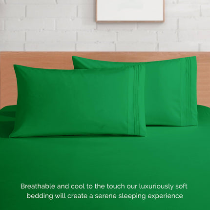 Elegant Comfort Luxurious 1500 Premium Hotel Quality Microfiber 4-Piece Sheet Set, 18-24 Inches Deep - Extra Deep Pocket Sheets - Ultra Soft 4PC Deep Pocket Sheets, King, Emerald Green