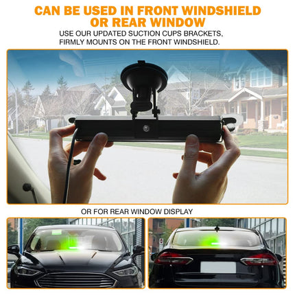 Xprite LED Aluminum Strobe Light, Front Windshield Dash Deck Hazard Warning Flashing Caution Lights w/ Suction Cups, for Emergency Construction Vehicles POV Law Enforcement Tow Trucks - White&Green