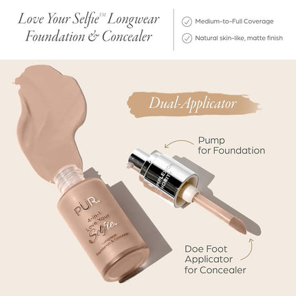 PUR (PurMinerals) 4 in 1 Love Your Selfie Longwear Foundation & Concealer - #MG7 Beige (Golden Medium Skin With Golden Undertones) 30ml