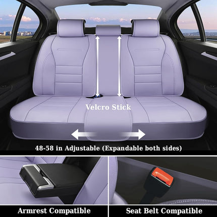 Coverado Car Seat Covers Full Set, Nappa Leather Seat Covers for Cars, Car Seat Protector Car Seat Cushion, Front and Back Seat Protectors Cushions Universal Fit for Most Cars Vehicles(Purple)
