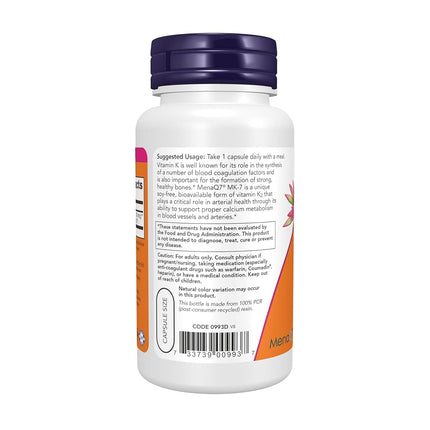 NOW Supplements, MK-7 Vitamin K-2 100 mcg, 120 Veg Capsules