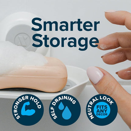 SlipX Solutions Patented Strong Hold Soap Saver, Suction Cup Soap Holder, Must Have Universal Kitchen & Bathroom Shower Accessories, White, 2 Pack
