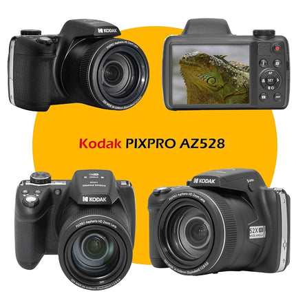 Kodak PIXPRO AZ528 16 MP Full HD Video Digital Camera (Black) with 52x Optical Zoom Bundle with Accessories Including Protective Camera Case, Battery & Charger, 32GB SD Card, Tripod and More