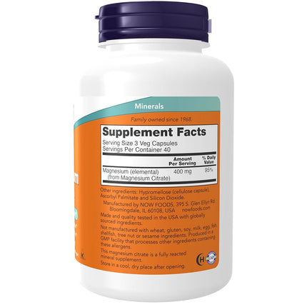 NOW Magnesium Citrate,120 Veg Capsules