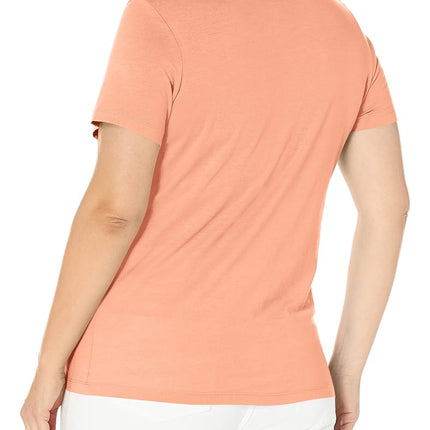 HUE womensShort Sleeve V-Neck Sleep Tee Short_Sleeve Pajama Tops - Orange - Large