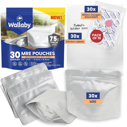 Wallaby MRE Mylar Bag Bundle - 30x (7.5 Mil - 6.5 