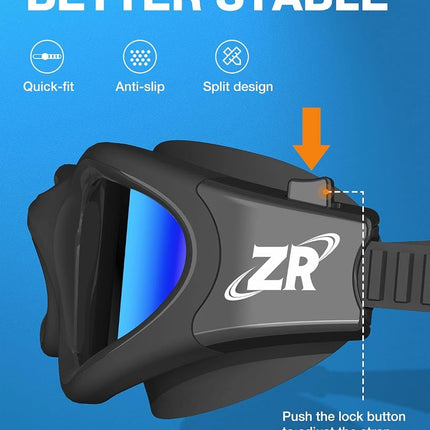 ZIONOR Lunettes de natation, Lunettes de natation polarisées G1 améliorées Anti-buée pour Adultes Hommes Femmes B0 (Polarisées + Miroir Brillant Bleu)