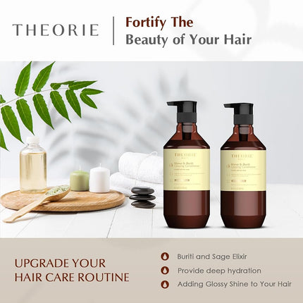 Theorie Monoi & Buriti Glossing Conditioner | Hydrate & Shine | Irresistible Scent of Strawberry, Tangerine & Orange | for Coarse & Dry Hair | Protects Color & Keratin Treated Hair | 400ml