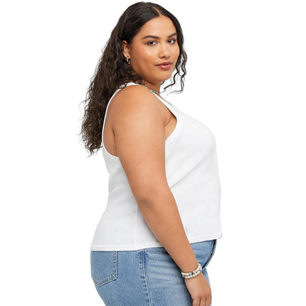 Hanes Women's Originals Racerback Top, Cotton Ribbed Tank, Sleeveless Shirt, Available in Plus Cami, White, XS