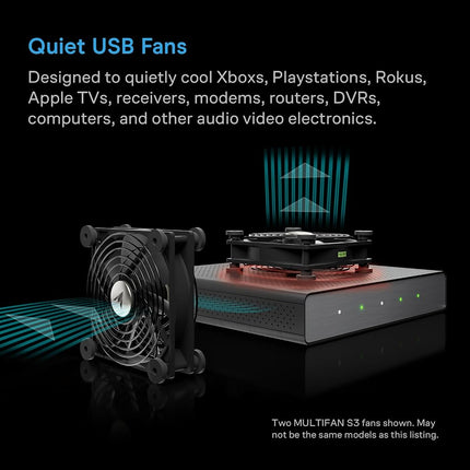 AC Infinity MULTIFAN S7, Quiet Dual 120mm USB Fan, UL-Certified for Receiver DVR PlayStation Xbox Computer Cabinet Cooling
