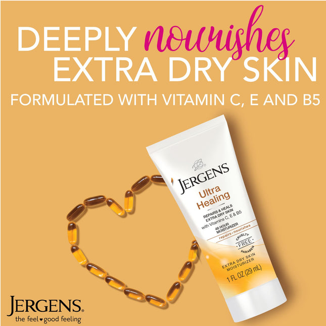 Jergens Ultra Healing Crema Hidratante para Piel Extra Seca para el Cuerpo, 29 ml (Paquete de 24)