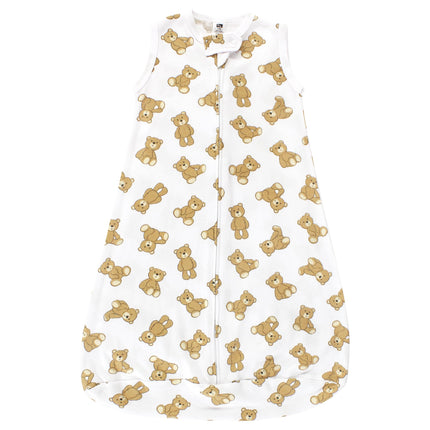 Hudson Baby Unisex Baby Cotton Wearable Sleeping Bag, Sack, Blanket, Teddy Bear Sleeveless, 12-18 Months