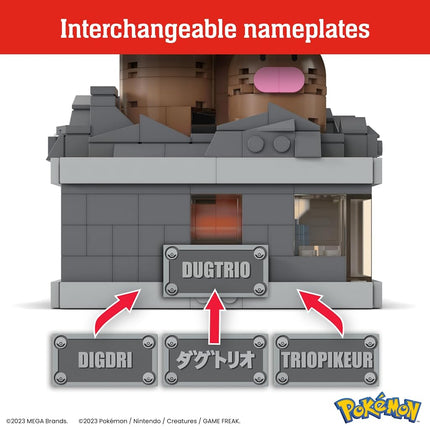 MEGA Pokémon Building Toys Set Mini Motion Dugtrio with 350 Pieces, Pop Up Motion, 5 Inches Tall, for Adult Collectors, HTH73