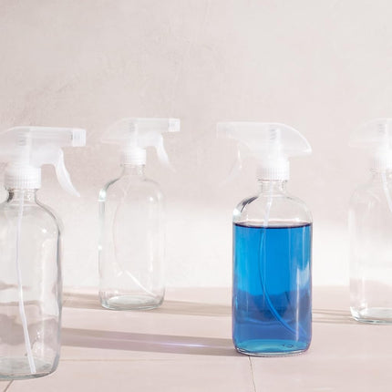 Youngever 4 Pack 480ml Empty Glass Spray Bottle,16 Ounce Clear Glass Spray Bottle for Essential Oils with Extra Durable Trigger Sprayers