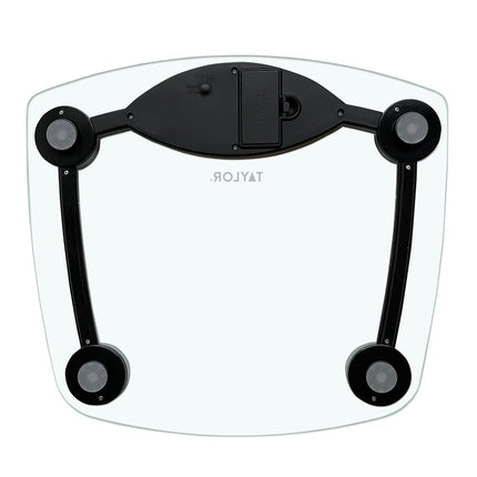Báscula digital de baño Taylor, báscula de peso corporal de alta precisión, encendido y apagado instantáneo, 180 kg, vidrio transparente resistente con base de acabado cromado