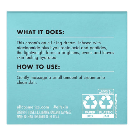 e.l.f. SKIN Holy Hydration! Face Cream, Smooth, Non-Greasy, Lightweight, Nourishing, Moisturises, Softens, Absorbs Quickly, Suitable For All Skin Types