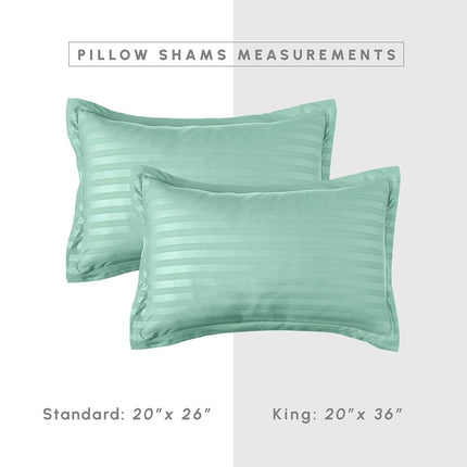 Parure de lit 8 pièces à rayures gaufrées Elegant Comfort Silky Soft, comprend un ensemble de draps 4 pièces Smart Sheet, un cache-sommier, une couette, des taies d'oreiller et des housses de coussin assorties - Lit simple/simple XL, Vert menthe