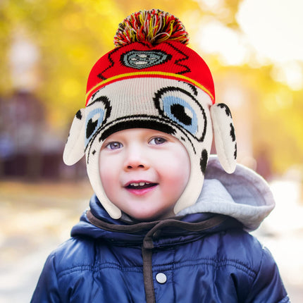 Conjunto de gorro y mitones de invierno Nickelodeon para niños, gorro de bebé Paw Patrol Chase Marshall para edades de 2 a 4 años, blanco/negro, 2-4T