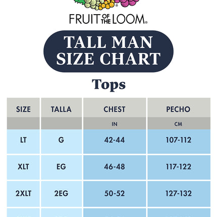 Fruit of the Loom Men's Legendary Crew T-Shirt, Tall Man-6 Pack-White, XXL (Pack of 6)